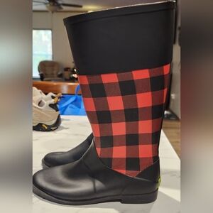 Western Chief Buffalo Plaid Riding Boot Rain Boots Womens Size 10